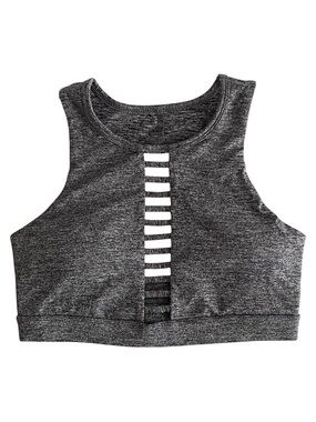 Forever 21 High Neck Ladder Cutout Gray Grey Crop Top Sports Bra Women's Size S